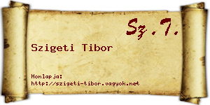 Szigeti Tibor névjegykártya